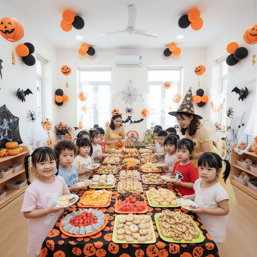 tiec buffet halloween mam non 2